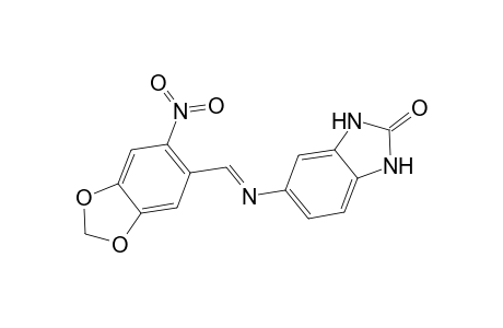 5-{[(E)-(6-nitro-1,3-benzodioxol-5-yl)methylidene]amino}-1,3-dihydro-2H-benzimidazol-2-one