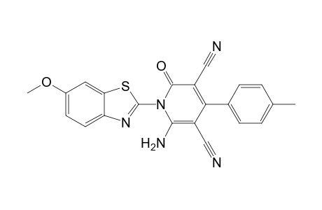 1-(6'-Methoxy-2'-benzothiazolyl)-4-(4"-methylphenyl)-3,5-dicyano-6-amino-1,2-dihydro-2-pyridone