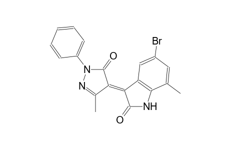 (3E)-5-bromo-7-methyl-3-(3-methyl-5-oxo-1-phenyl-1,5-dihydro-4H-pyrazol-4-ylidene)-1,3-dihydro-2H-indol-2-one