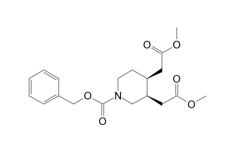 (3R,4S)-3,4-bis(2-keto-2-methoxy-ethyl)piperidine-1-carboxylic acid benzyl ester