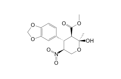 Methyl (2S,3R,4S,5S)-4-(Benzo[d][1,3]dioxol-5-yl)-2-hydroxy-2-methyl-5-nitrotetrahydro-2H-pyran-3-carboxylate