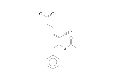 4-Heptenoic acid, 6-acetylthio-5-cyano-7-phenyl-, methyl ester