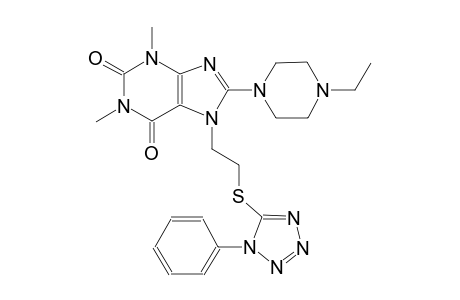 8-(4-ethyl-1-piperazinyl)-1,3-dimethyl-7-{2-[(1-phenyl-1H-tetraazol-5-yl)sulfanyl]ethyl}-3,7-dihydro-1H-purine-2,6-dione