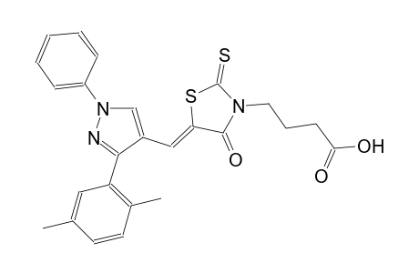 4-((5Z)-5-{[3-(2,5-dimethylphenyl)-1-phenyl-1H-pyrazol-4-yl]methylene}-4-oxo-2-thioxo-1,3-thiazolidin-3-yl)butanoic acid