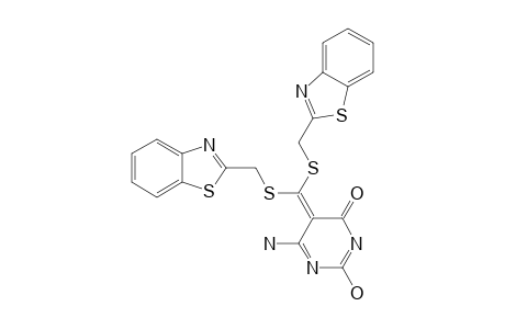 6-AMINO-5-[BIS-[(BENZO-[D]-THIAZOL-2'-YL)-METHYLTHIO]-METHYLENE]-2-HYDROXY-PYRIMIDIN-4(5H)-ONE