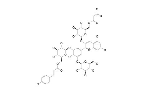 TERNATIN-C3;3-O-(6-O-MALONYL-BETA-D-GLUCOPYRANOSYL)-3'-O-(6-O-[(E)-4-O-PARA-COUMARYL]-BETA-D-GLUCOPYRANOSYL)-5'-O-BETA-D-GLUCOPYRANOSYL-DELPHIDIN