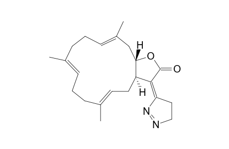 Cyclotetradeca[b]furan-2(3H)-one, 3-(4,5-dihydro-3H-pyrazol-3-ylidene)-3a,4,7,8,11,12,15,15a-octahydro- 6,10,14-trimethyl-, [3aR-(3aR*,5E,9E,13E,15aS*)]-