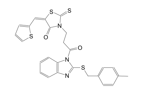 (5E)-3-(3-{2-[(4-methylbenzyl)sulfanyl]-1H-benzimidazol-1-yl}-3-oxopropyl)-5-(2-thienylmethylene)-2-thioxo-1,3-thiazolidin-4-one
