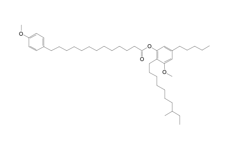Mix of 2-decyl-3-meo-5-(4-me pentyl)phester of and 3-meo-2-(9-me decyl)-5-pentyl phester of 13-(4-meoph)tridecancarboxylic acid