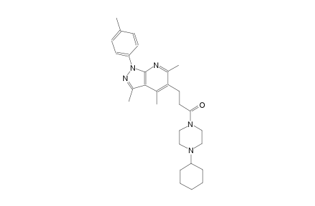 1H-pyrazolo[3,4-b]pyridine, 5-[3-(4-cyclohexyl-1-piperazinyl)-3-oxopropyl]-3,4,6-trimethyl-1-(4-methylphenyl)-
