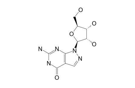6-AMINO-1-(BETA-D-RIBOFURANOSYL)-1H-PYRAZOLO-[3,4-D]-PYRIMIDIN-4(5H)-ONE