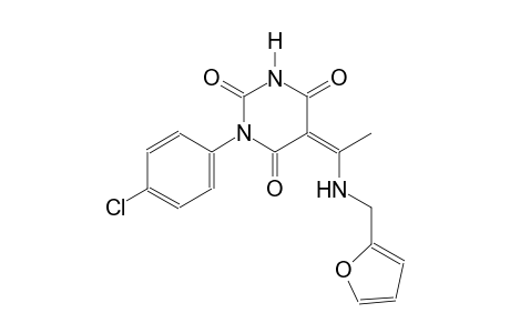 (5Z)-1-(4-chlorophenyl)-5-{1-[(2-furylmethyl)amino]ethylidene}-2,4,6(1H,3H,5H)-pyrimidinetrione