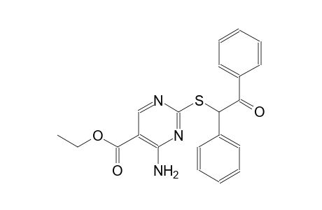 ethyl 4-amino-2-[(2-oxo-1,2-diphenylethyl)sulfanyl]-5-pyrimidinecarboxylate