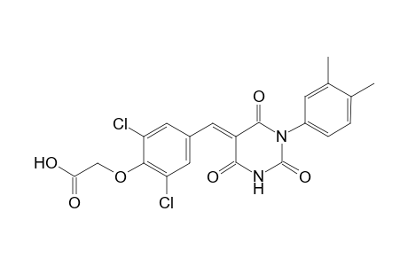 2-[2,6-bis(chloranyl)-4-[(E)-[1-(3,4-dimethylphenyl)-2,4,6-tris(oxidanylidene)-1,3-diazinan-5-ylidene]methyl]phenoxy]ethanoic acid