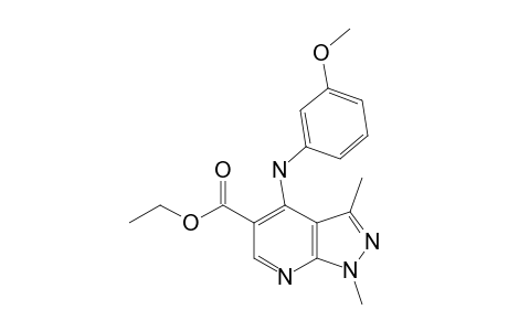 3-(METHOXYPHENYL)-AMINO-5-CARBOETHOXY-1,3-DIMETHYL-1H-PYRAZOLO-[3,4-B]-PYRIDINE