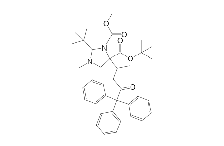t-Butyl Methyl 2-(t-butyl)-3-methyl-5-(3'-oxo-1'-methyl-4',4',4'-triphenylbutyl)-1,5-imidazolidine-dicarboxylate