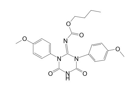 Carbamic acid, [tetrahydro-1,3-bis(4-methoxyphenyl)-4,6-dioxo-1,3,5-triazin-2(1H)-ylidene]-, butyl ester
