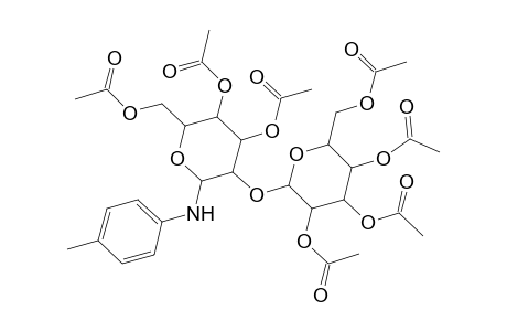 D-Glucopyranosylamine, N-(4-methylphenyl)-2-O-(2,3,4,6-tetra-O-acetyl-.beta.-D-glucopyranosyl)-, 3,4,6-triacetate