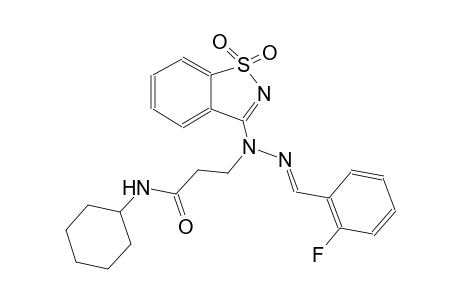 propanamide, N-cyclohexyl-3-[(2E)-1-(1,1-dioxido-1,2-benzisothiazol-3-yl)-2-[(2-fluorophenyl)methylene]hydrazino]-