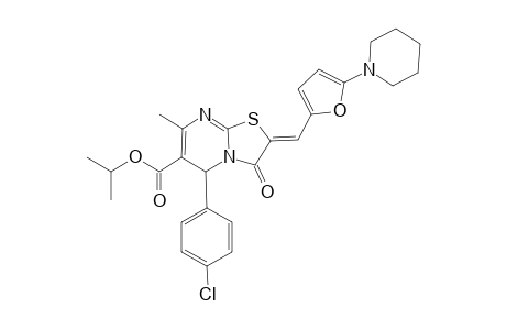 5H-thiazolo[3,2-a]pyrimidine-6-carboxylic acid, 5-(4-chlorophenyl)-2,3-dihydro-7-methyl-3-oxo-2-[[5-(1-piperidinyl)-2-furanyl]methylene]-, 1-methylethyl ester, (2Z)-