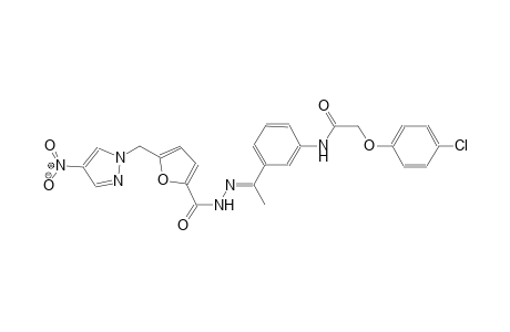 2-(4-chlorophenoxy)-N-[3-((1E)-N-{5-[(4-nitro-1H-pyrazol-1-yl)methyl]-2-furoyl}ethanehydrazonoyl)phenyl]acetamide