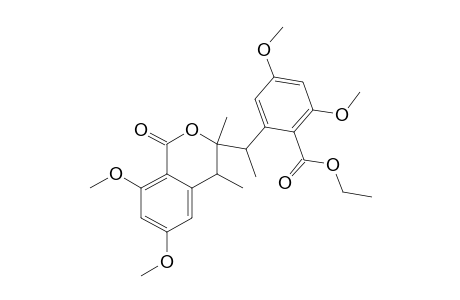 Benzoic acid, 2-[1-(3,4-dihydro-6,8-dimethoxy-3,4-dimethyl-1-oxo-1H-2-benzopyran-3-yl)ethyl]-4,6-dimethoxy-, ethyl ester