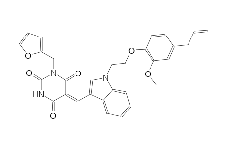 (5Z)-5-({1-[2-(4-allyl-2-methoxyphenoxy)ethyl]-1H-indol-3-yl}methylene)-1-(2-furylmethyl)-2,4,6(1H,3H,5H)-pyrimidinetrione