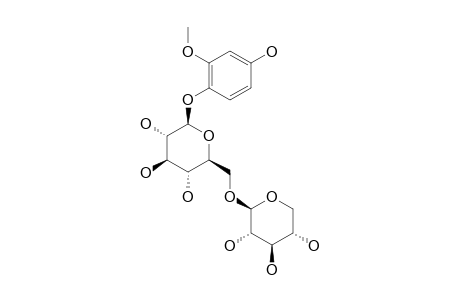 CAPPAROSIDE_A;2-METHOXY-4-HYDROXYPHENOL_1-O-BETA-D-XYLOPYRANOSYL-(1->6)-BETA-D-GLUCOPYRANOSIDE