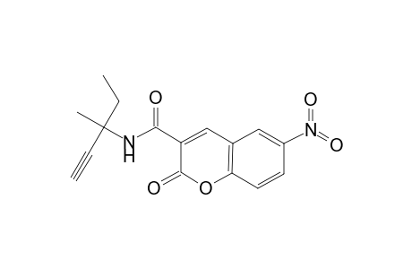 2H-Chromene-3-carboxylic acid, 6-nitro-2-oxo-, (1-ethyl-1-methylprop-2-ynyl)amide
