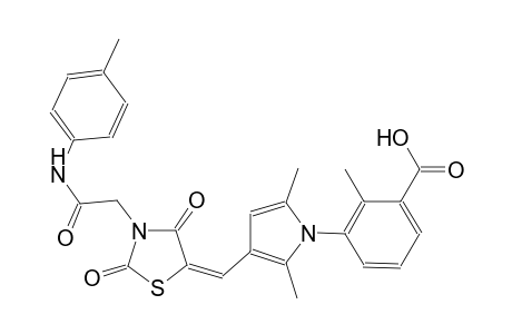 3-[3-((E)-{2,4-dioxo-3-[2-oxo-2-(4-toluidino)ethyl]-1,3-thiazolidin-5-ylidene}methyl)-2,5-dimethyl-1H-pyrrol-1-yl]-2-methylbenzoic acid