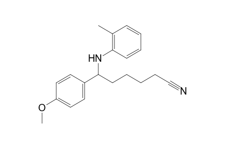 6-(4-methoxyphenyl)-6-(2-methylanilino)hexanenitrile