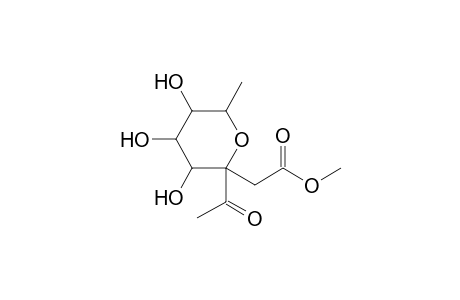 3,4,5-Trihydroxy-2-acetyl-2-[(methoxycarbonyl)methyl]-6-methyl-perhydro-pyran
