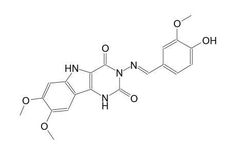 3-{[(E)-(4-hydroxy-3-methoxyphenyl)methylidene]amino}-7,8-dimethoxy-1H-pyrimido[5,4-b]indole-2,4(3H,5H)-dione