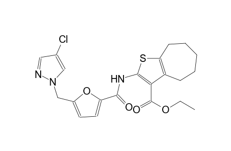 ethyl 2-({5-[(4-chloro-1H-pyrazol-1-yl)methyl]-2-furoyl}amino)-5,6,7,8-tetrahydro-4H-cyclohepta[b]thiophene-3-carboxylate