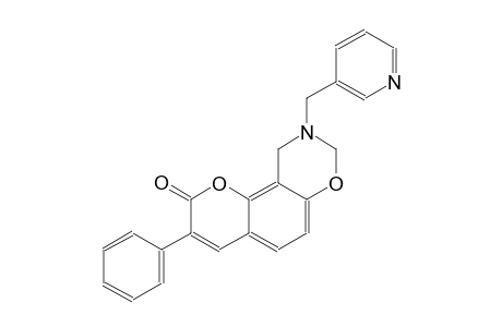 2H,8H-pyrano[2,3-f][1,3]benzoxazin-2-one, 9,10-dihydro-3-phenyl-9-(3-pyridinylmethyl)-
