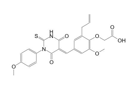 {2-allyl-6-methoxy-4-[(E)-(1-(4-methoxyphenyl)-4,6-dioxo-2-thioxotetrahydro-5(2H)-pyrimidinylidene)methyl]phenoxy}acetic acid