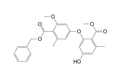 Benzoic acid, 4-[5-hydroxy-2-(methoxycarbonyl)-3-methylphenoxy]-2-methoxy-6-methyl-, phenylmethyl ester