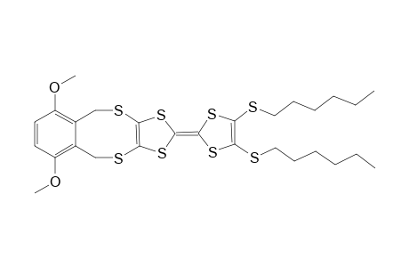 2-[12,15-Dimethoxy-3,5,7,9-tetrathiatricyclo[9.4.0.0(4,8)]pentadecaoctaen-6-ylidene]-4,5-bis(hexylsulfanyl)-1,3-dithiaole