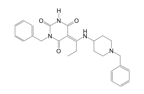 (5E)-1-benzyl-5-{1-[(1-benzyl-4-piperidinyl)amino]propylidene}-2,4,6(1H,3H,5H)-pyrimidinetrione