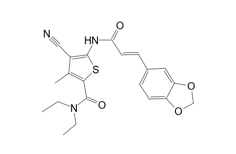 5-{[(2E)-3-(1,3-benzodioxol-5-yl)-2-propenoyl]amino}-4-cyano-N,N-diethyl-3-methyl-2-thiophenecarboxamide