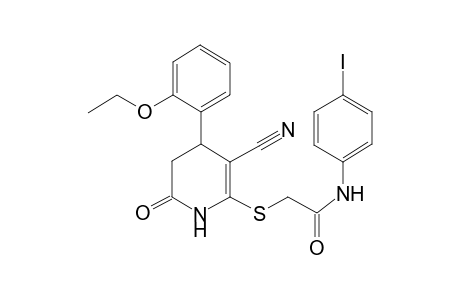 2-[(5-cyano-2-keto-4-o-phenetyl-3,4-dihydro-1H-pyridin-6-yl)thio]-N-(4-iodophenyl)acetamide
