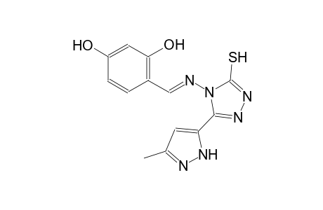 4-((E)-{[3-(3-methyl-1H-pyrazol-5-yl)-5-sulfanyl-4H-1,2,4-triazol-4-yl]imino}methyl)-1,3-benzenediol