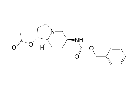 Carbamic acid, [1-(acetyloxy)octahydro-6-indolizinyl]-, phenylmethyl ester, (1.alpha.,6.beta.,8a.alpha.)-(.+-.)-