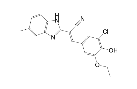 (2E)-3-(3-chloro-5-ethoxy-4-hydroxyphenyl)-2-(5-methyl-1H-benzimidazol-2-yl)-2-propenenitrile
