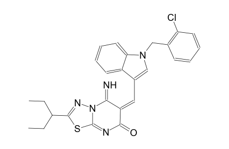(6E)-6-{[1-(2-chlorobenzyl)-1H-indol-3-yl]methylene}-2-(1-ethylpropyl)-5-imino-5,6-dihydro-7H-[1,3,4]thiadiazolo[3,2-a]pyrimidin-7-one
