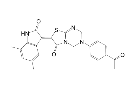 2H-thiazolo[3,2-a][1,3,5]triazin-6(7H)-one, 3-(4-acetylphenyl)-7-(1,2-dihydro-5,7-dimethyl-2-oxo-3H-indol-3-ylidene)-3,4-dihydro-, (7Z)-