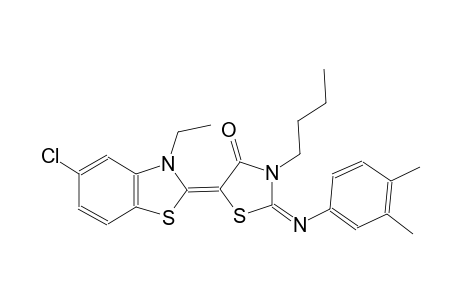 (2E,5Z)-3-butyl-5-(5-chloro-3-ethyl-1,3-benzothiazol-2(3H)-ylidene)-2-[(3,4-dimethylphenyl)imino]-1,3-thiazolidin-4-one