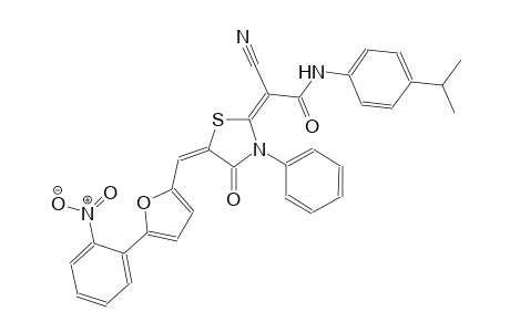 (2E)-2-cyano-N-(4-isopropylphenyl)-2-((5E)-5-{[5-(2-nitrophenyl)-2-furyl]methylene}-4-oxo-3-phenyl-1,3-thiazolidin-2-ylidene)ethanamide