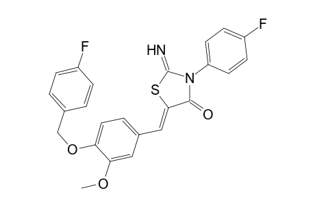 (5Z)-2-azanylidene-3-(4-fluorophenyl)-5-[[4-[(4-fluorophenyl)methoxy]-3-methoxy-phenyl]methylidene]-1,3-thiazolidin-4-one