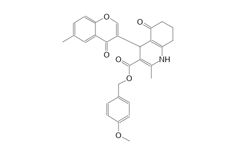 (4-methoxyphenyl)methyl 2-methyl-4-(6-methyl-4-oxidanylidene-chromen-3-yl)-5-oxidanylidene-4,6,7,8-tetrahydro-1H-quinoline-3-carboxylate